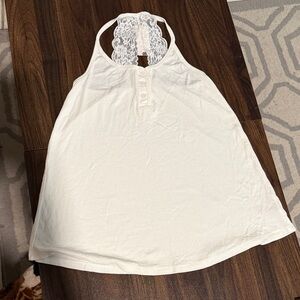 Anthropologie White Lace-Back Tank Top